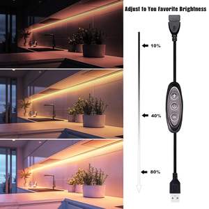 Variateur de luminosité continu 10 vitesses avec câble <span class=keywords><strong>USB</strong></span> marche/arrêt et contrôle 3 touches, connecteur femelle vers mâle avec mémoire pour rétroéclairage LED monochrome 5V - Product Image 3