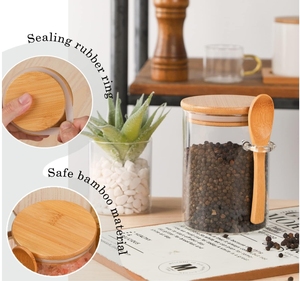 Yolowe Nhà 20Oz Thủy Tinh Bữa Ăn Prep Chum Nắp Tre Silicone Thìa Qua Đêm Yến Mạch Ăn Sáng Đồ Ăn Nhẹ Chia Hạt Giống Bánh Nhà Bếp - Product Image 4