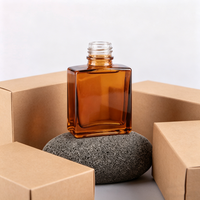 Flacon compte-gouttes en verre ambré rectangulaire carré de 30 ml, 50 ml, 100 ml, compte-gouttes noirs gratuits pour parfum, huile essentielle, emballage cosmétique