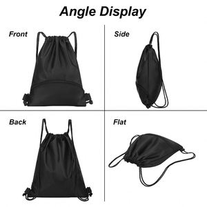Sac à cordon personnalisé en polyester léger avec poche zippée pour hommes, idéal pour les sports de plein air - Product Image 5
