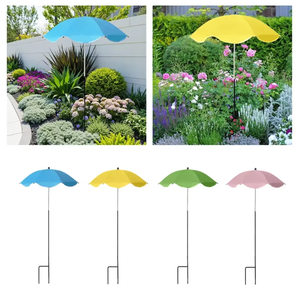 Parasol droit moderne d'extérieur à commande manuelle, en tissu nylon 190T et armature en fer, 64 cm, pour jardin, <span class=keywords><strong>lit</strong></span> de fleurs, plantes en pot, cour et protection solaire - Product Image 6
