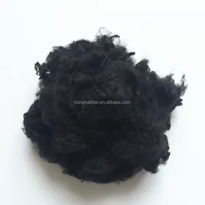 3D 76mm Black Spinning Recycled Polyester Staple Fiber