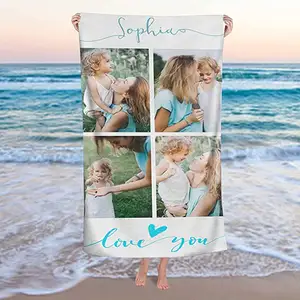 Custom Design Double Side Recycled Print Microfiber Suede Or Waffle Beach Towel