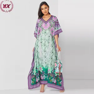 Women Kaftans Wholesale India Dubai African Dress Luxury Printed Silk Kaftan