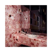 Cristal naturel rose de luxe personnalisé marbre quartz rose évier vanité comptoir dalle pour la décoration de salle de bain