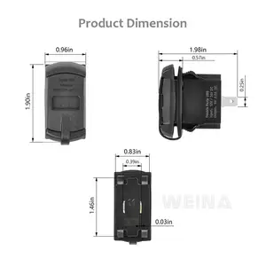 Power Outlet Flush Mount 12v-24v 2 Ports Dual Plug-in Dual USB Car Charger Socket Carling Switch Lighter Aluminum