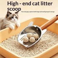 Pelle à litière pour chat en acier inoxydable, forme oreille de chat, maille perforée fine, outil de ramassage des excréments, facile à nettoyer, pour litière agglomérante à base de soja