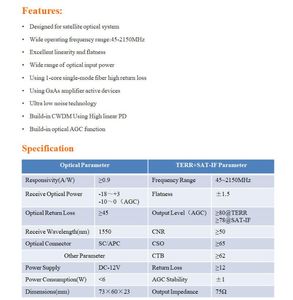Convertisseur Fibre-RF 47-2150MHz 1550nm FTTH AGC CATV+<span class=keywords><strong>SAT</strong></span>-IF pour Récepteur Satellite - Product Image 4