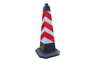 Cônes réfléchissants noirs et jaunes très visibles pour trafic routier Cône en plastique PVC de sécurité pour la circulation - Product Image 2