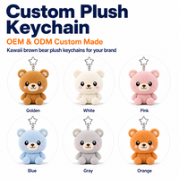Porte-clés personnalisé en peluche ours brun 5 cm, mini ours en peluche, breloque de sac, jouet doux, pendentif, OEM ODM, logo personnalisé