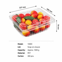 Groothandel 1000C Transparante Ademend Wegwerpbaar Aanpasbaar Scharnierend Clamshell PET Verpakking, 1000g Capaciteit voor Vers Fruit