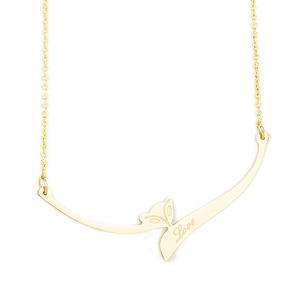 Collier en or rose avec motif de renard, pendentif d'amour gravé, à porter au quotidien, cadeau pour femme - Product Image 1
