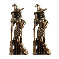 Estatua de Bruja de la Luna Mágica, Figura de Mago de Latón, Adorno Decorativo para el Hogar, Decoración para la Entrada de la Sala de Estar