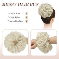 LW80 Postiche pour femmes avec chignon bouclé bouclé Chignon synthétique bouclé Extensions de queue de cheval en désordre Sac OPP Bande de caoutchouc