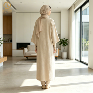 modestes personnalisés 2024 Abaya de Dubaï Robe musulmane en crêpe <span class=keywords><strong>pour</strong></span> femmes Hijab à capuche Abaya Jilbab Robe de prière - Product Image 3