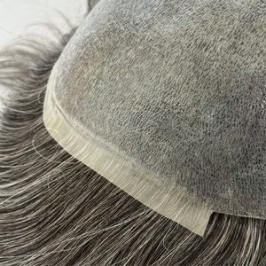 1B40 8 Inch <b>Mens</b> Indian Hair Remy Natural Wave Silicon Injection Male Toupee <b>Wigs</b> 8 Inch Soft Smooth Hand Tied High Quality - Product Image 3
