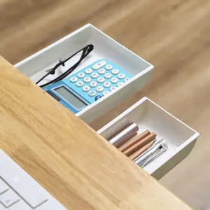GREENSIDE New Slide Out Desk Organizer Self-adhesive Under Desk Drawer Box
