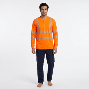 Custom Logo Support Safety Shirt Hi Vis Orange Construction Shirts for <b>Men</b> 100% Polyester Reflective Long Sleeve Safety T Shirt - Product Image 1