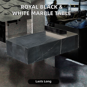 Table basse de luxe de socle bas de <span class=keywords><strong>cube</strong></span> moderne de style royal <span class=keywords><strong>marbre</strong></span> blanc <span class=keywords><strong>noir</strong></span> naturel pour salon salle de bain salle à manger extérieure-pour - Product Image 2