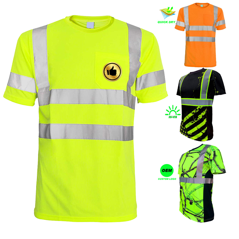 ANSI Class 3 Reflective Safety Clothing Hi Vis Short Long Sleeve HIGH Visibility Construction Workwear T Shirt