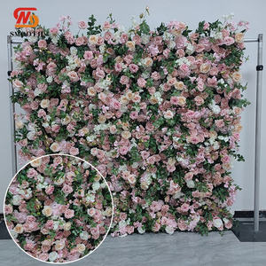 SMOOTH Hot Selling Fullness Floral <b>Wall</b> 3D Pink Artificial <b>Flower</b> <b>Wall</b> Backdrop 8*8ft Wedding Backdrop <b>Decor</b> - Product Image 1