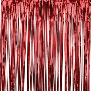 2x rideaux à franges en aluminium, rideau en aluminium, rouge - Product Image 5