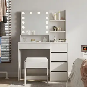 Bedroom furniture makeup vanity table set modern dresser makeup vanity desk luxury dressing table with mirror and drawers