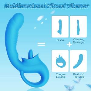 Kovida 2 en 1 Clitoris G Spot Langue Léchant Gode Réaliste Adulte Oral Sex Toy Vibrant Langue Excitation Vibrateur - Product Image 2