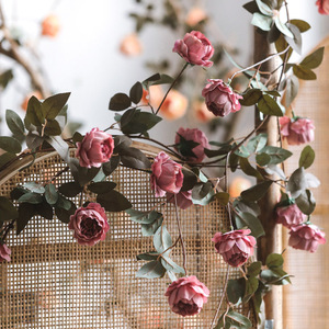 Artificial Peony Vine With Green <b>Leaves</b> Autumn <b>Decor</b> For Home <b>Wall</b> Hanging Living Room Decoration Silk Flower Bouquet - Product Image 4