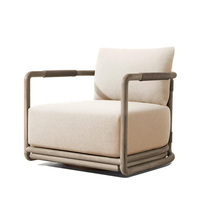 Fauteuils pivotants haut de gamme pour jardin, en teck résistant aux intempéries, avec design en corde tressée, pour l'extérieur