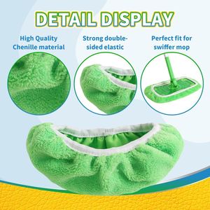 Panno per Mop in Microfibra Ecologico Rotondo Lavabile, Set di Ricambio per Scopa con Cesto in Plastica per Uso su Pavimenti - Product Image 3