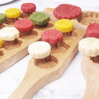 Moule à peau glacée en bois de taille moyenne Moule à gâteau de lune en silicone pressé à la main en silicone PC