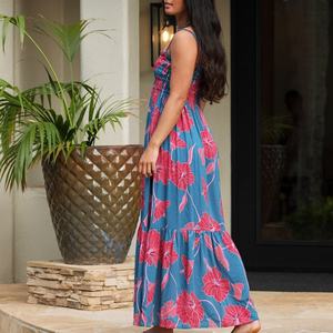 Robes hawaïennes à imprimé polynésien sur mesure pour femmes de haute qualité, robe décontractée longue jusqu'aux chevilles - Product Image 3