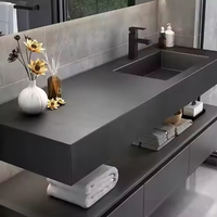 Meubles de salle de bain modernes et simples en bois massif de style australien avec miroir LED pour appartement