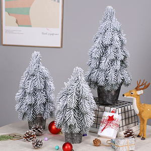 Nouveau Design 30cm Petit Arbre De Table De Noël avec Blanc Floqué PE Feuilles Mini Arbre De Noël Décorations De Noël - Product Image 4