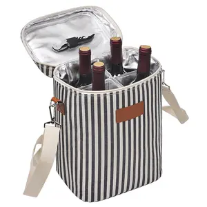Isolierte Weinkühler-Tasche Auslaufs ichere 4-Flaschen-Reise-Wein-Kühltasche mit Griffen und verstellbarem Schulter gurt