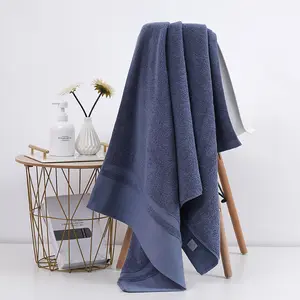 Hot Sale Custom Logo Luxury Soft Adult Absorbent Cotton 70*140 cm Navy Blue Bath Towels