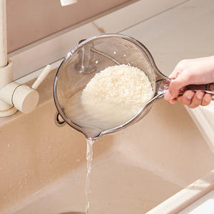 Louche en plastique grande et profonde pour cuisine domestique, sans BPA, à long manche, transparente, pour l'égouttage de l'eau et le lavage des cheveux - Product Image 1