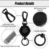 XXH P108 Porte-badge rétractable tactique de haute qualité avec boucle d'escalade et support pour carte d'identité, accessoires noirs