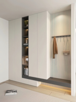 Meuble d'entrée sur mesure, étagère à chaussures, panneau modulaire, mobilier en bois stratifié, design traditionnel pour salon, pour toute la maison