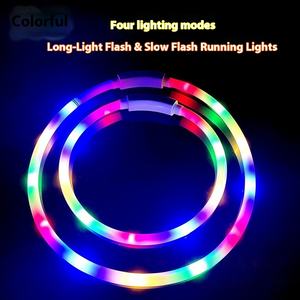 Collar de perro luminoso LED recargable, anillo de cuello para caminar nocturno antipérdida, arnés canino luminiscente de silicona con patrón sólido - Product Image 4