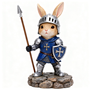 Statue artisanale en résine personnalisée - Chevalier lapin et renard pirate, décorations de jardin et de maison fantaisistes - Product Image 3