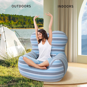 Sofá Inflable de PVC Ecológico con Diseño de Rayas, Plegable y Portátil, para Interiores, Exteriores, Camping y Viajes - Product Image 3