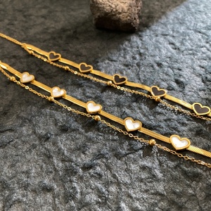 Bracelet plaqué or 18 carats 2025, bracelet coquillage cœur, bijoux plaqués or, bijoux en acier inoxydable pour couple - Product Image 3