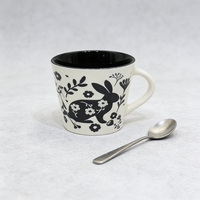Ensemble de tasses en porcelaine fine à motif d'animaux de la forêt pour Pâques - Style européen