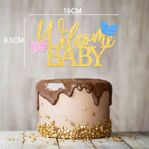 Décoration de gâteau à paillettes bleu-rose-or, garçon/fille, baptême, fête de bébé, fournitures pour fête de bébé - Product Image 3