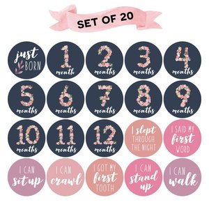 Usine Fournir Directement Floral Bébé Mensuel Jalon Autocollants (<span class=keywords><strong>Lot</strong></span> de 20) -de la <span class=keywords><strong>naissance</strong></span> à 12 Mois - Product Image 2