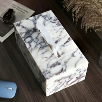 Luxuriöse Handgefertigte Maßgeschneiderte Rechteckige Natürliche Calacatta Viola Marmor Moderne Taschentuchbox für Zuhause, Hotel, Badezimmer, Inneneinrichtung