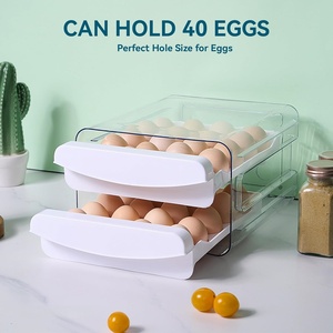 Capacity Stackable <b>Drawer</b>-type <b>Plastic</b> Egg Organizer Kitchen 2-Tier Fridge Durable Eco-Friendly Detachable Foldable Modern - Product Image 5