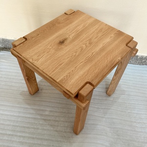 Mesa de Restaurante Cuadrada de Madera de Roble Vintage con Cuatro Patas, Mesas Auxiliares de Madera - Product Image 2